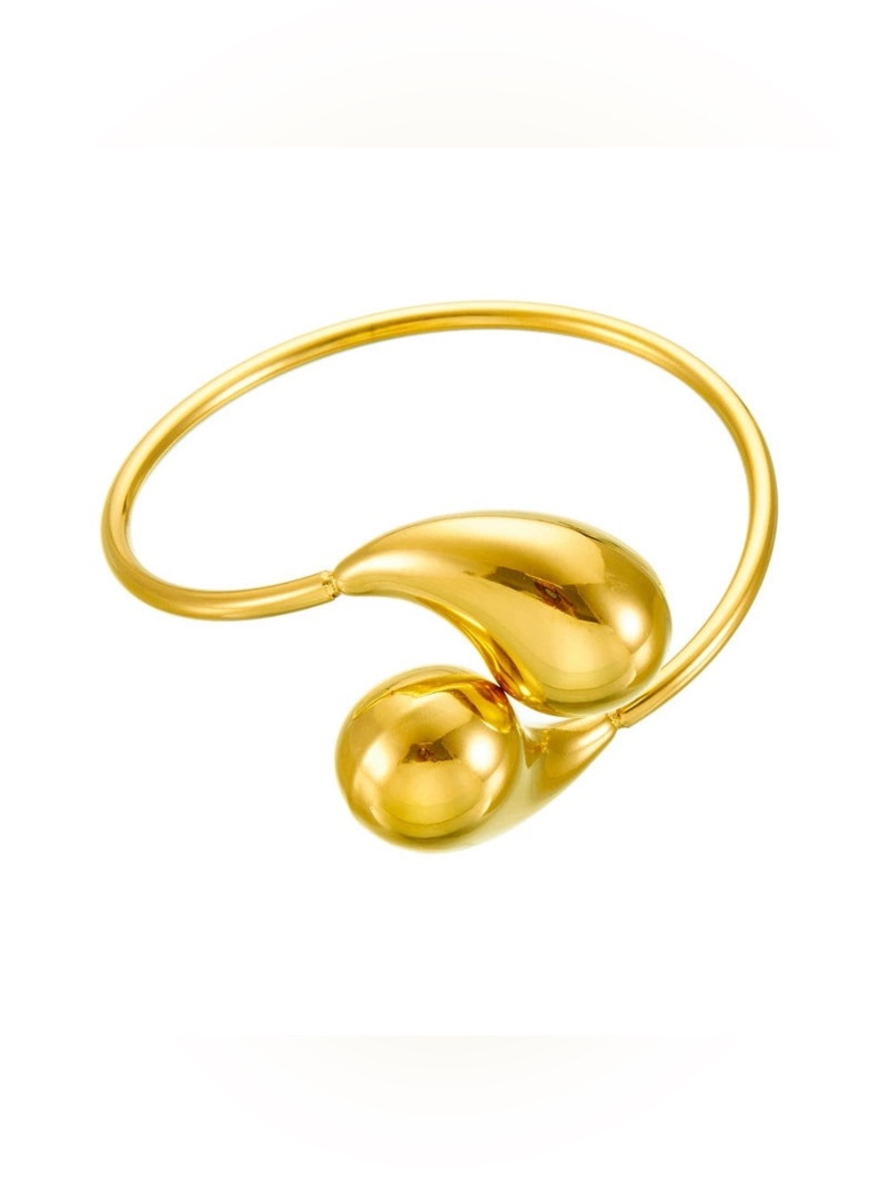 Polished Gold Open Teardrop Cuff Bracelet